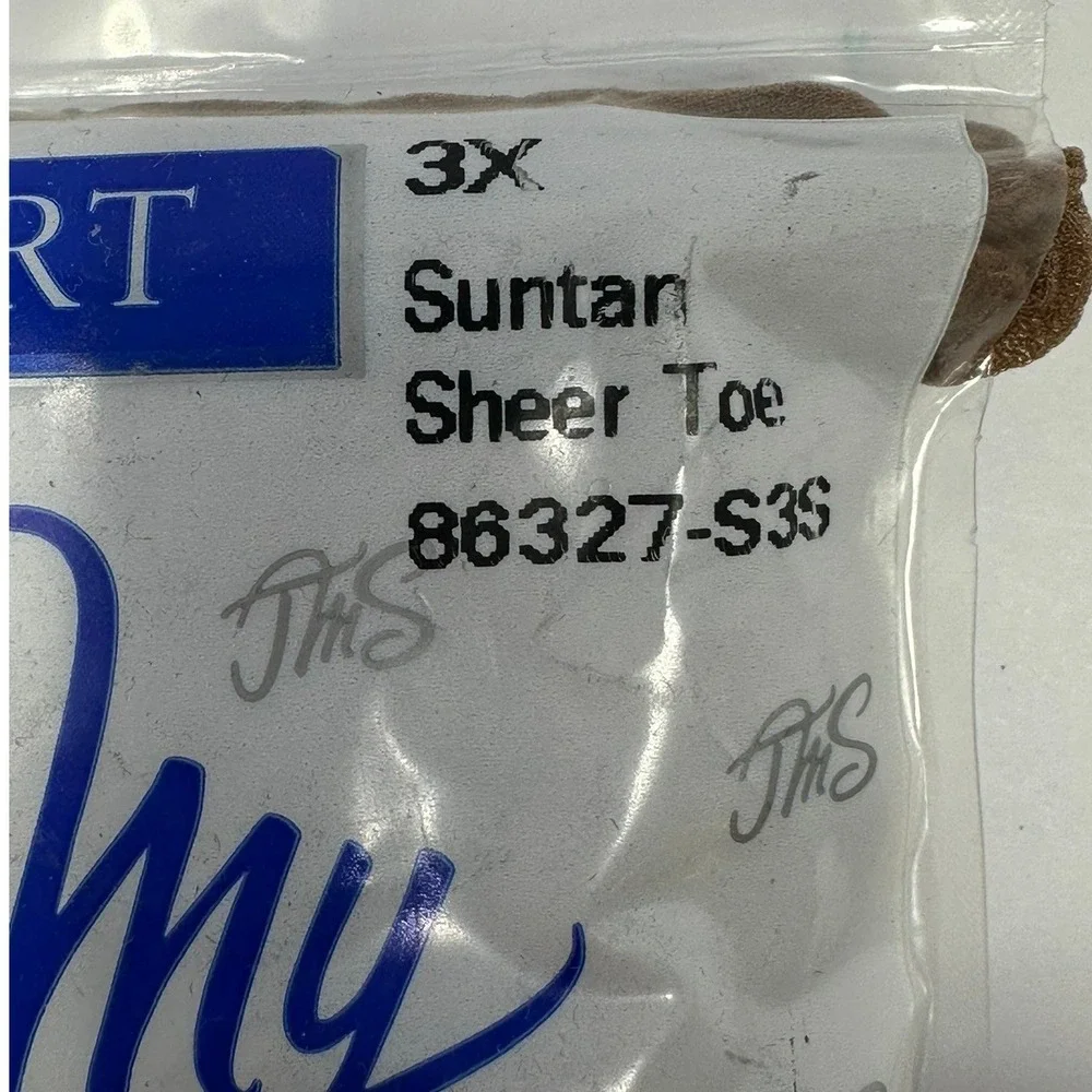 Just My Size Light Support Pantyhose 3X Suntan Sheer Toe Vintage 1998 B9